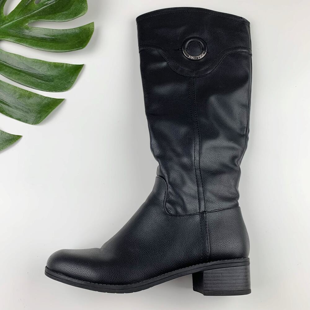Nautica Gallaway Boots Tall Knee High Riding Black Faux Leather Women's 7.5 - Picture 7 of 10